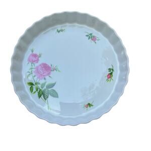 Christineholm Baking Dish Quiche Fluted Porcelain Rose Tart Pie Scalloped 9.5 In